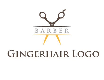 open scissors in barber logo