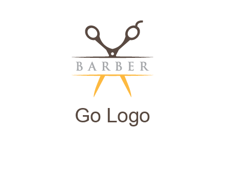 open scissors in barber logo
