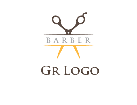 open scissors in barber logo