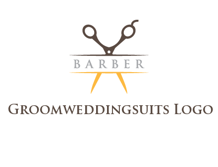 open scissors in barber logo