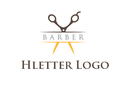 open scissors in barber logo