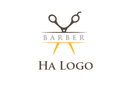 open scissors in barber logo