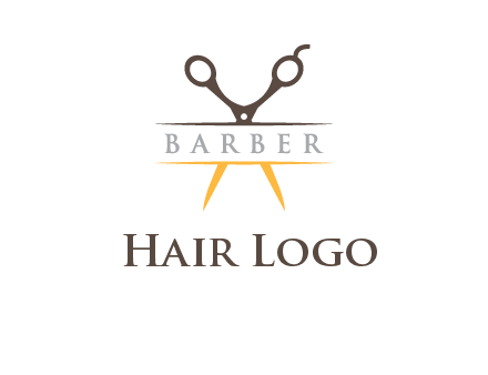 open scissors in barber logo