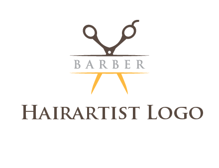 open scissors in barber logo