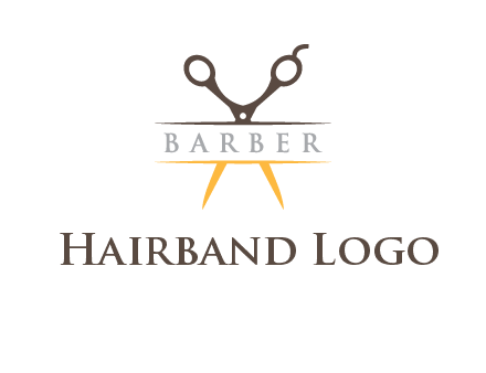 open scissors in barber logo