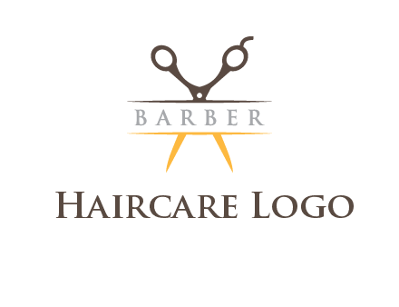 open scissors in barber logo