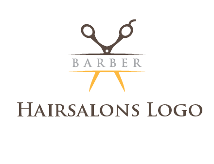 open scissors in barber logo