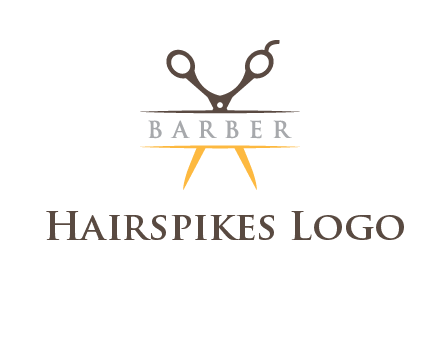 open scissors in barber logo