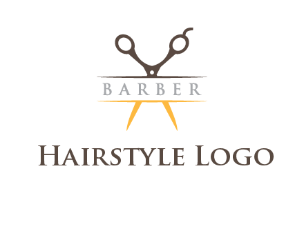 open scissors in barber logo