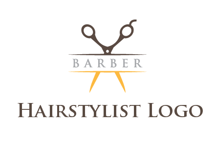 open scissors in barber logo