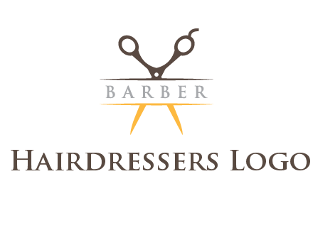 open scissors in barber logo