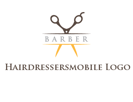open scissors in barber logo