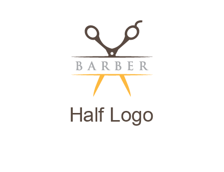 open scissors in barber logo