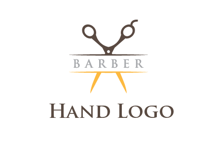 open scissors in barber logo