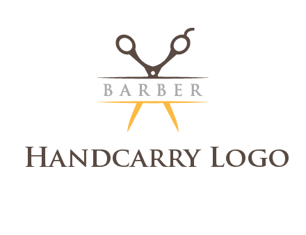 open scissors in barber logo