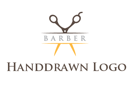 open scissors in barber logo