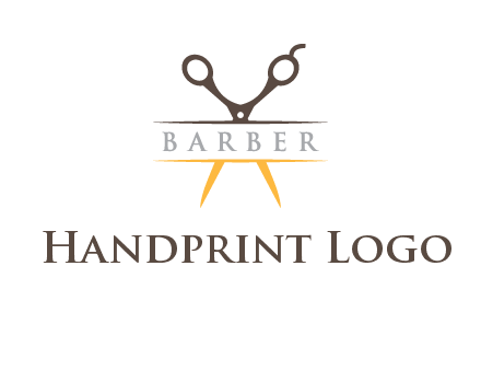 open scissors in barber logo