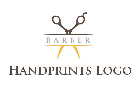 open scissors in barber logo