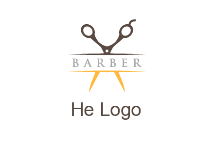 open scissors in barber logo