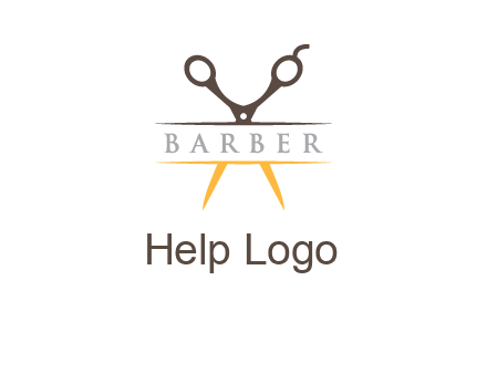 open scissors in barber logo