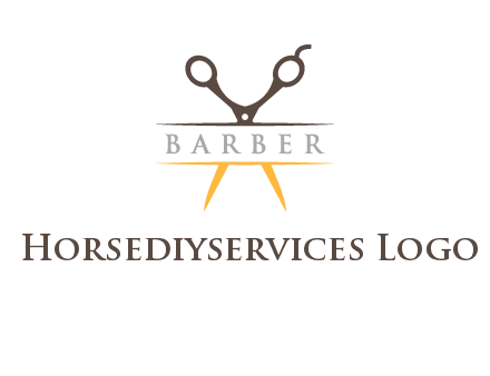 open scissors in barber logo