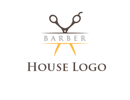 open scissors in barber logo