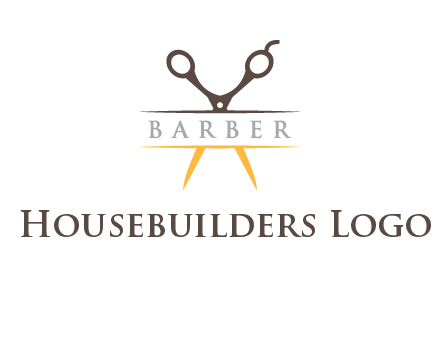 open scissors in barber logo