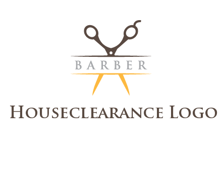 open scissors in barber logo