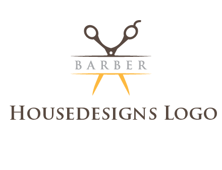 open scissors in barber logo