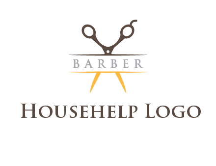open scissors in barber logo