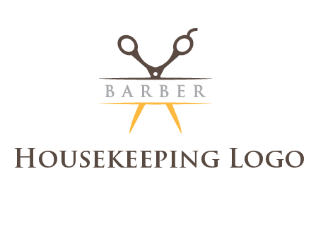 open scissors in barber logo