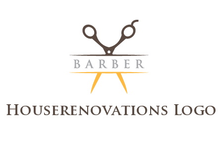 open scissors in barber logo