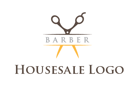 open scissors in barber logo