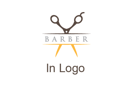 open scissors in barber logo