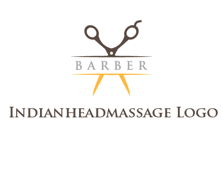 open scissors in barber logo