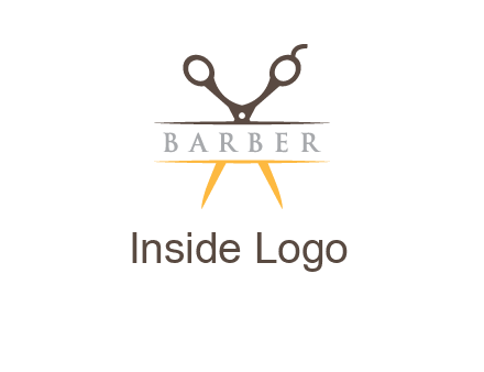 open scissors in barber logo