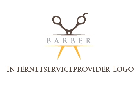 open scissors in barber logo