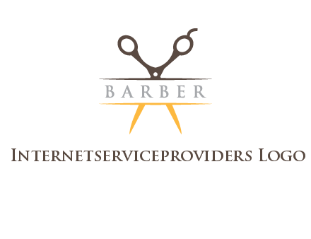 open scissors in barber logo