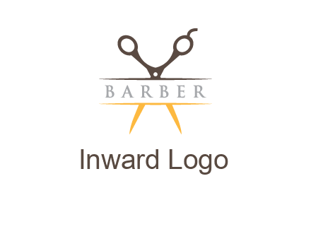 open scissors in barber logo