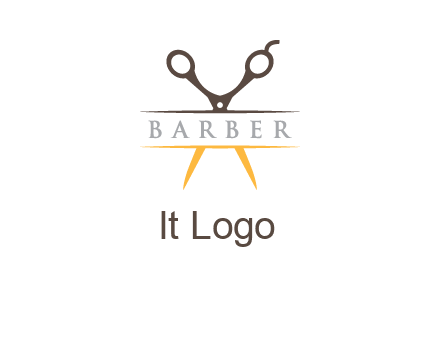 open scissors in barber logo