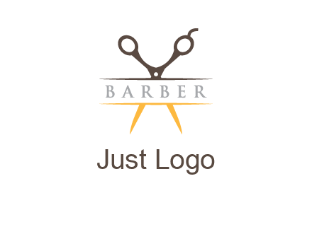 open scissors in barber logo