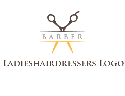 open scissors in barber logo