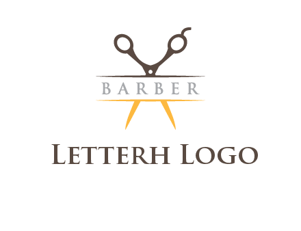 open scissors in barber logo