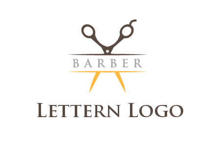 open scissors in barber logo