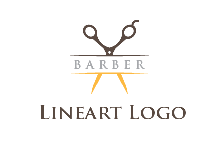 open scissors in barber logo