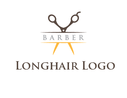 open scissors in barber logo