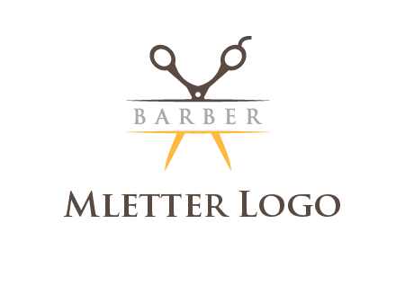 open scissors in barber logo