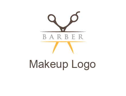 open scissors in barber logo