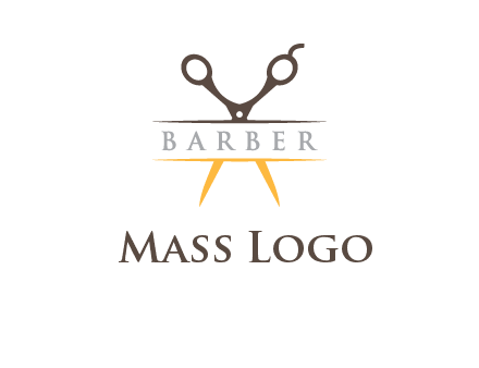 open scissors in barber logo