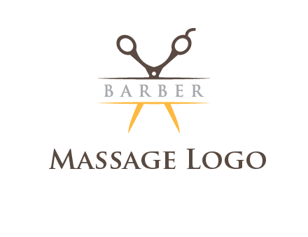 open scissors in barber logo